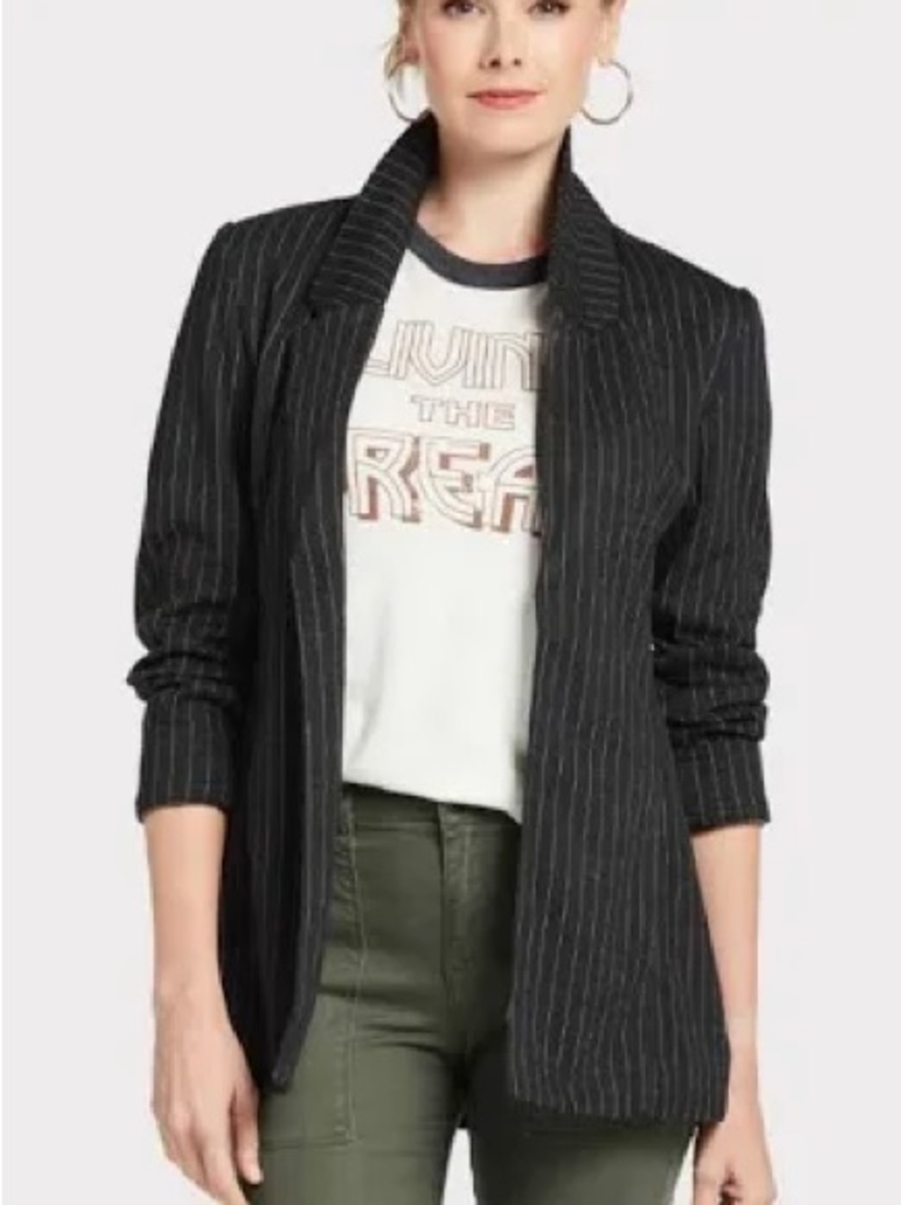 KUT From The Kloth Black Pinstripe Open Blazer size Medium
